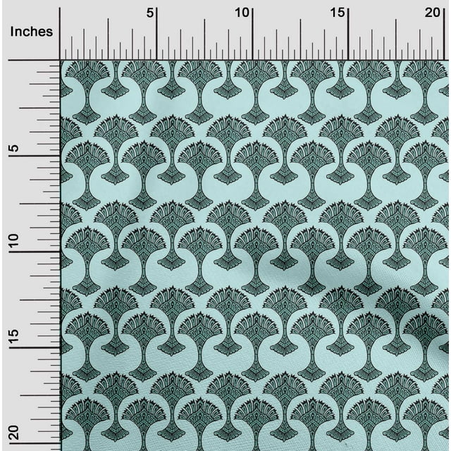 oneOone Cotton Poplin Fabric Floral Block Printed Fabric 1 Yard 56 Inch Wide