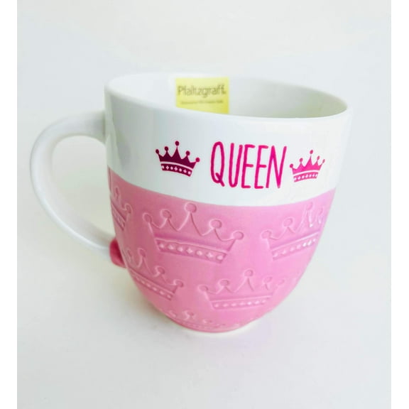 Pfaltzgraff Queen Large Embossed with Crowns Porcelain Coffee Mug - 20 Ounces