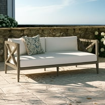 Modway Northlake Outdoor Patio Teak Loveseat in Weathered Gray White by Modway