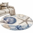 thumbnail image 2 of Area Rug 48in, Vintage Ocean Starfish Blue Shell Floor Carpet Living Room Rug, Nautical Underwater Non-Slip Welcome Mat Indoor Rugs for Bedroom Dining Room, 2 of 9