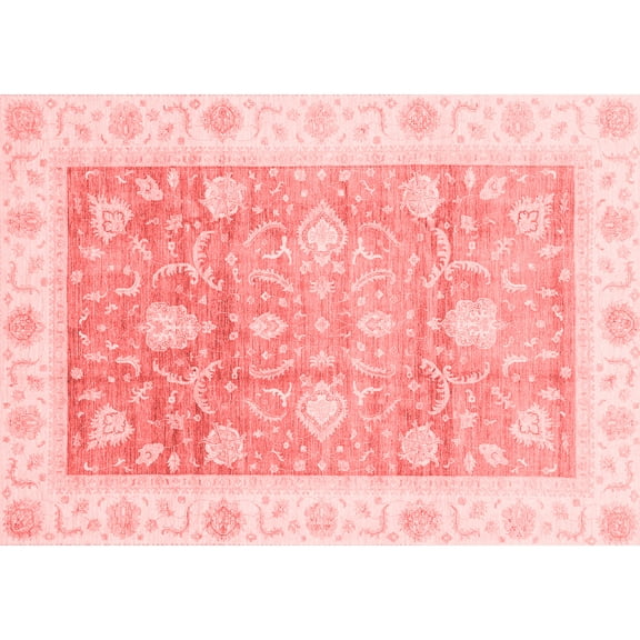 Ahgly Company Machine Washable Indoor Rectangle Oriental Red Traditional Area Rugs, 5' x 7'