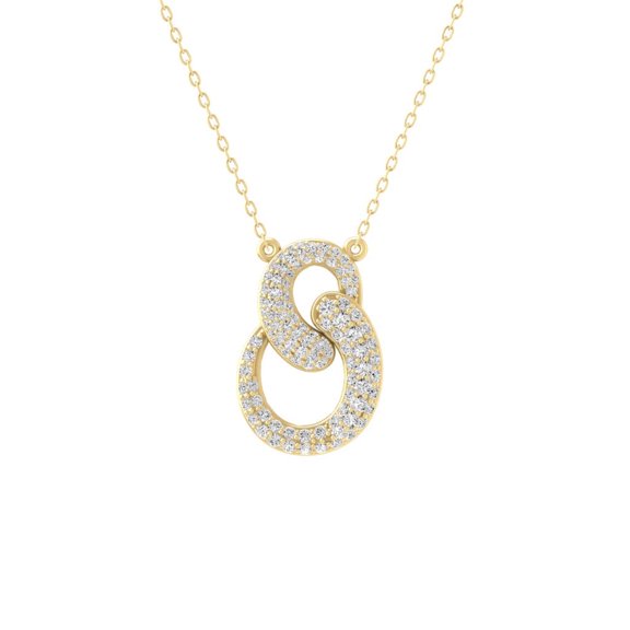 Araiya Fine Jewelry 10K Yellow Gold Lab-Grown Diamond Mom Pendant for Women with Gold Plated Silver Cable Chain Necklace (1/2 cttw, VS1 Clarity, D-F Color) 18inch