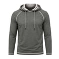 thumbnail image 2 of Xaqiouau Mens Solid Color Poly-Rayon Blend Hoodie Raglan Sleeve Pullover Long Sleeve Slim Fit Casual Spring & Fall Daily Tops Dark Gray M, 2 of 6