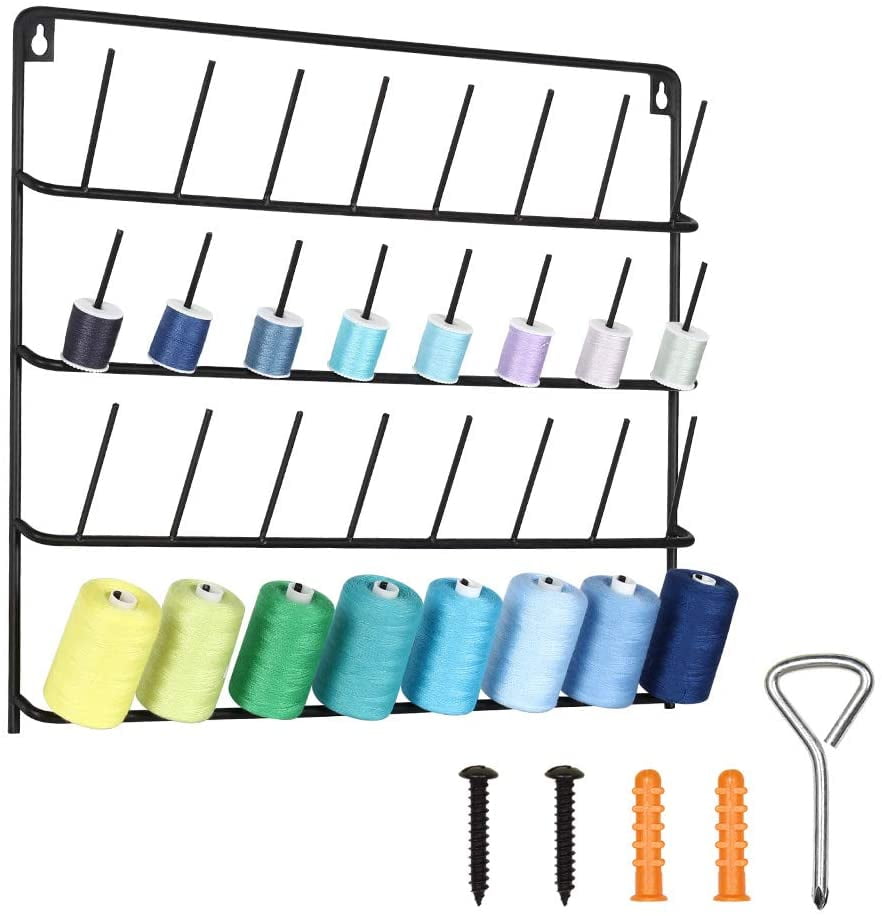 32Spool Sewing Thread Rack, WallMounted Metal Sewing Thread Holder