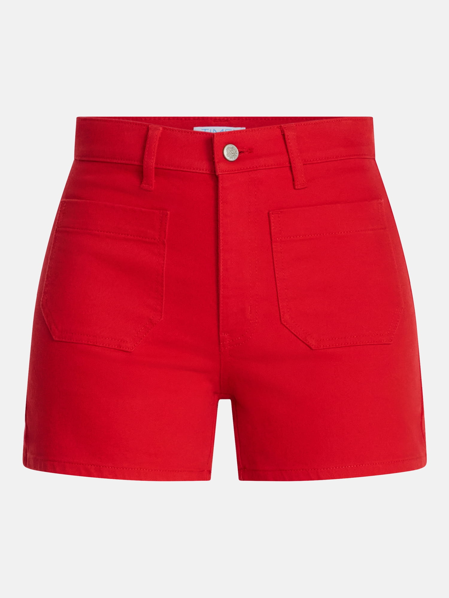 Time and Tru Women's High Rise Patch Pocket Denim Short, 4" Inseam, Sizes 0-20