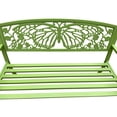 thumbnail image 6 of 50" Outdoor Metal Garden Bench with Butterfly Backrest Design - Green, 6 of 8