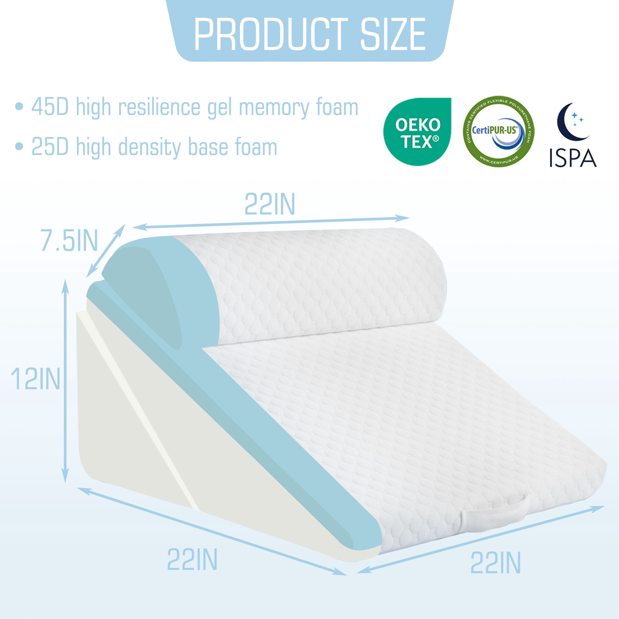 3Pcs Orthopedic Bed Wedge Pillow for Sleeping, Adjustable 9&12 Inch Memory Foam Wedge Pillow Post Surgery or Back, Neck and Knee Support