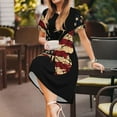 thumbnail image 3 of Fotbe Robe Artistique Patriotique USA Papillon Décontractée Mode Femme Manches Courtes Robe Maxi Robe T-Shirt Rayée Longue à Blocs de Couleur, 3 of 6