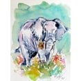 thumbnail image 2 of Kovacs, Anna Brigite 15x18 Black Ornate Wood Framed with Double Matting Museum Art Print Titled - Elephant with Flowers, 2 of 4