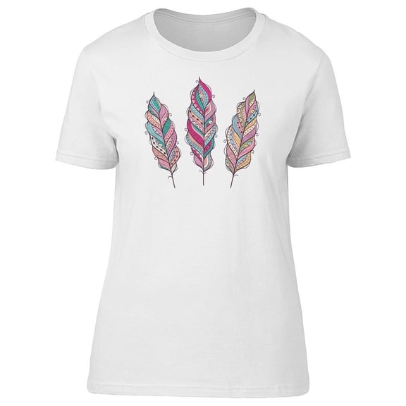 Three Ethnic Boho Feathers Tee Women's -Image by Shutterstock