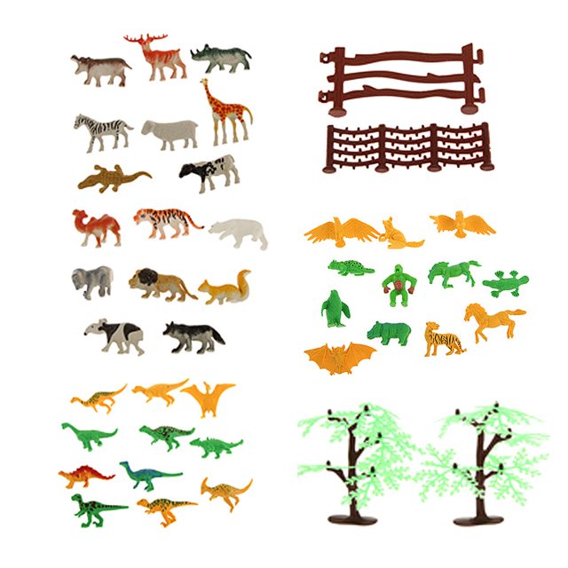 Kit de modelo de animales Granja de animales salvajes de plástico 68 piezas Fanmusic Kit de modelo de animales