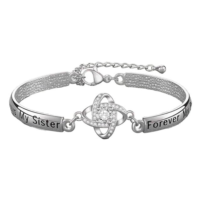 Riforla Women's Bracelet Zircon Women's Slide Bracelet Adjustable Women's Silver Bracelet Women's Jewelry Layered Pendant Bracelet Lettering Bracelet Bracelet Bracelets Silver
