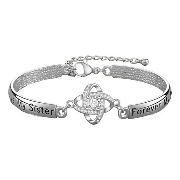 Pulsera de la Mujer Zircon Mujeres Cristal Slide Pulsera Ajustable Mujeres Pulsera de Plata Joyería de la Mujer en capas Colgante Pulsera Lettering pulsera pulsera