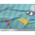 thumbnail image 3 of Soimoi Blue Poly Georgette Fabric Umbrella & Stripe Fabric Prints By Yard 42 Inch Wide, 3 of 3