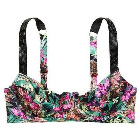 Victoria’s Secret Swim Bikini Top Shine Strap Tropical Floral Wicked Size 36C NWT