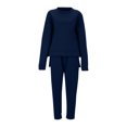 thumbnail image 3 of Mrat Women 2 Piece Outfits New Sweatsuits for Women Fashion Jogger Sets 2 Piece Casual Irregular Hem Sweatshirt Sweatpant Tracksuits S-87 Navy XL, 3 of 4