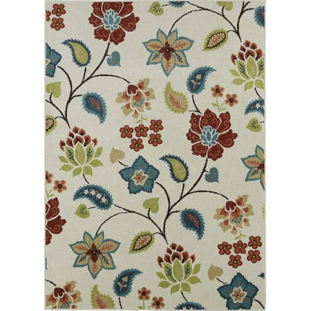 Mayberry Rug Lifestyles Ivory Garden Chintz Indoor/Outdoor Area Rug