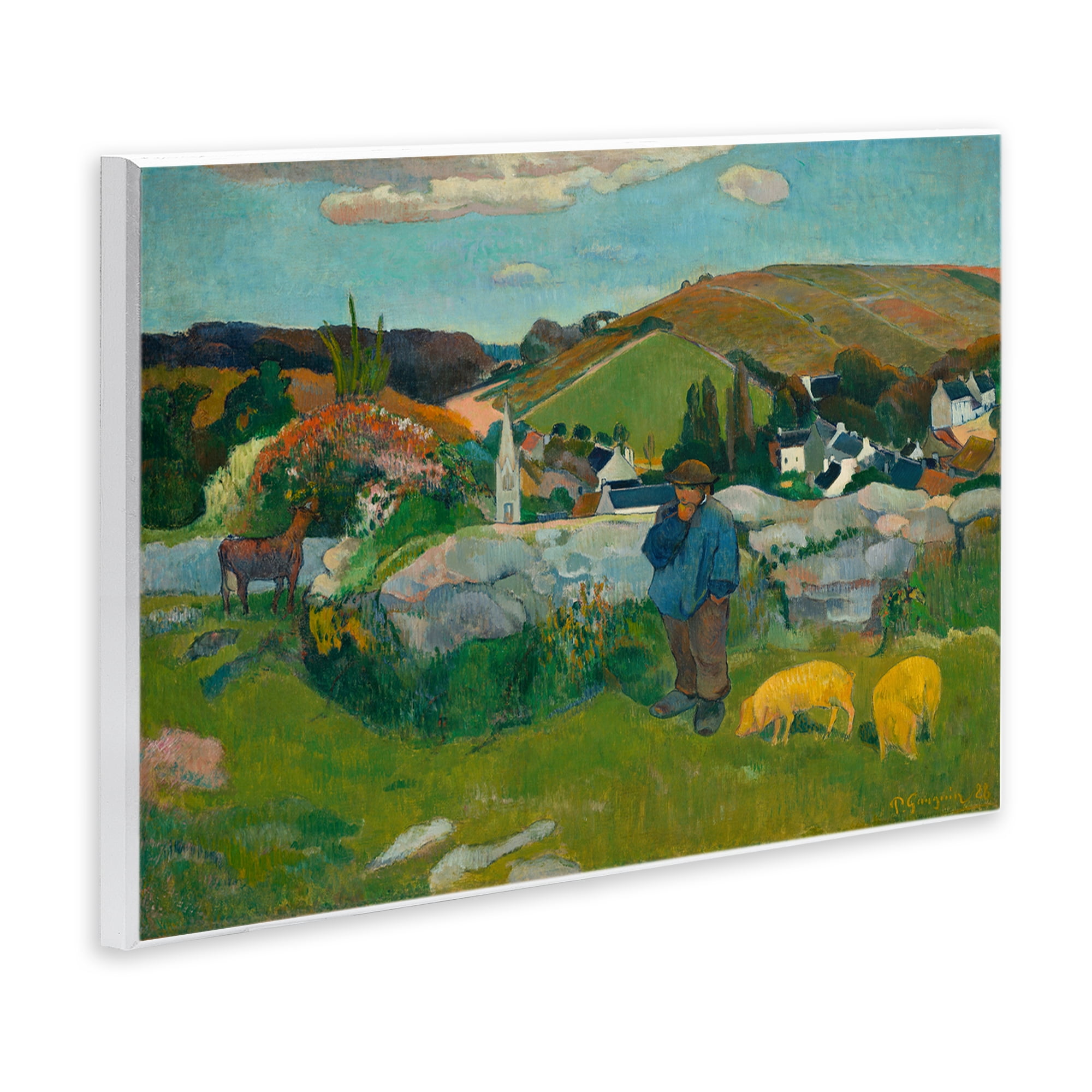Stupell Industries Classic Gauguin Swineherd Landscape & Nature Painting Unframed Art Print Wall Art, 15 x 10