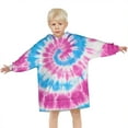 thumbnail image 3 of Pink Blue Tie Dye Spiral Blanket Hoodies for Kids 6-13YR Oversize Wearable Blanket Hoodies for Boys Girls Teens, 3 of 7