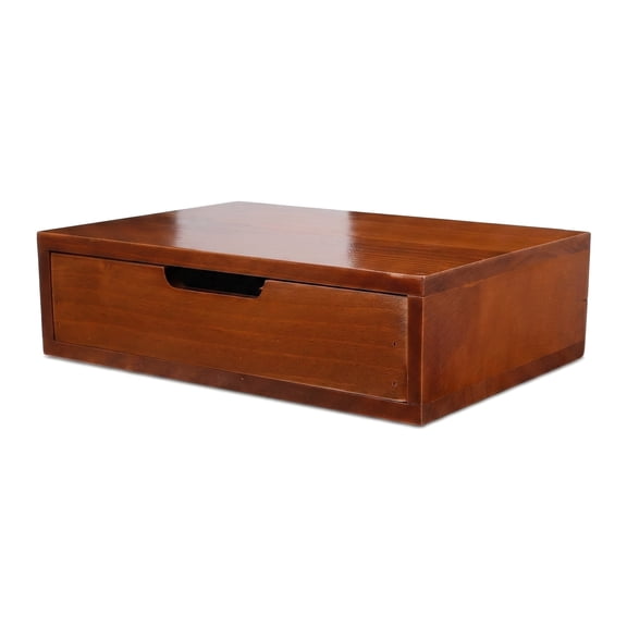 Aemutady Wood Desk Drawer Organizer, Solid Wood Storage Box for Office, Brown Desktop Organizer for Pens, Notes, 9.84x2.76x6.89 in, No Assembly Needed
