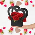 thumbnail image 4 of NOGIS Heart Shaped Boxes for Flowers, 12 Pack Empty Arrangement Bouquet Gift Bags with Handle for Party Wedding Graduation, Pink and Black, 4 of 7