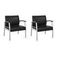thumbnail image 1 of Pemberly Row Set of 2 Waiting Room Guest Chairs in Black Vinyl, 1 of 10
