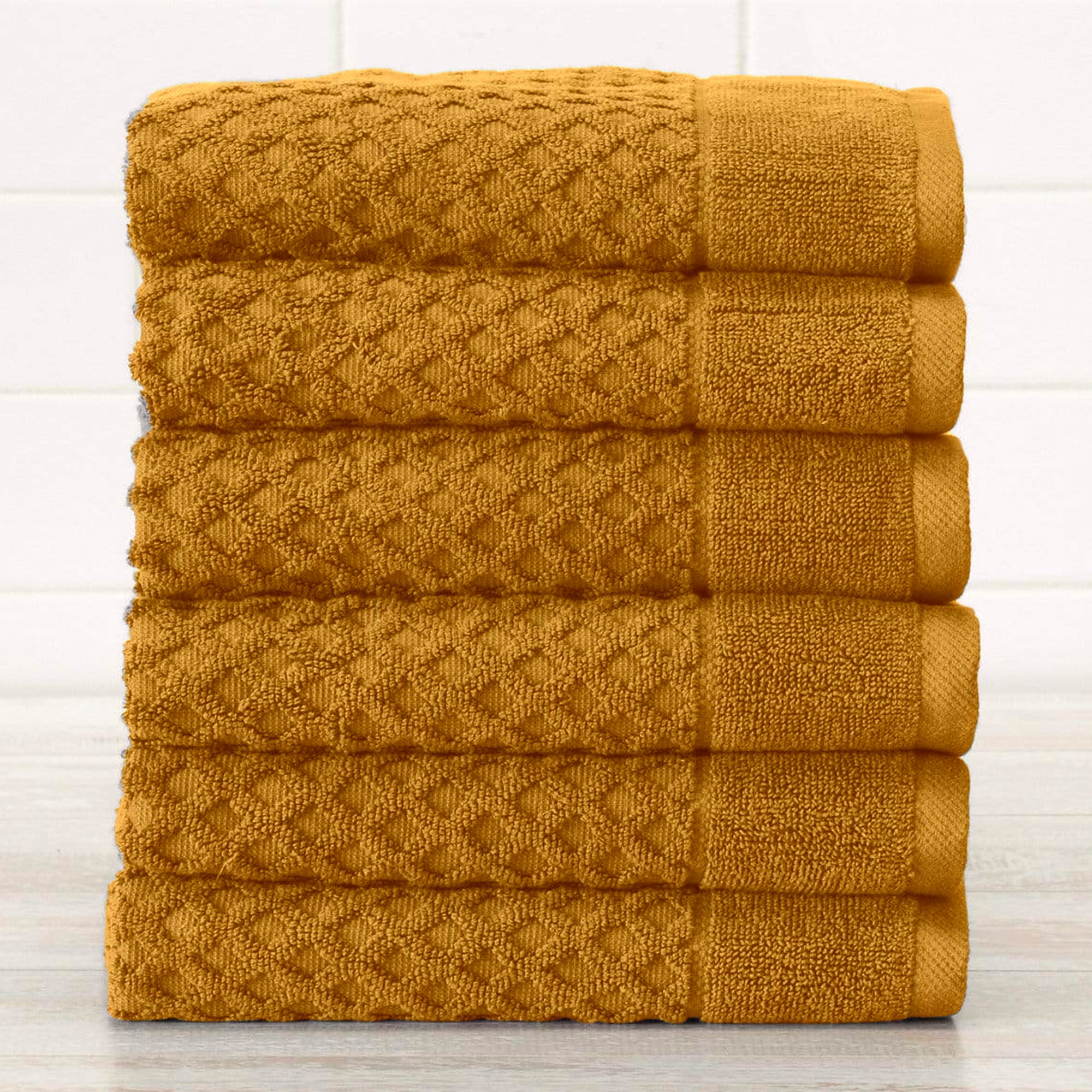 Shop Super Soft Cotton Quick Dry Bath Towel 6 Piece Set Yellow