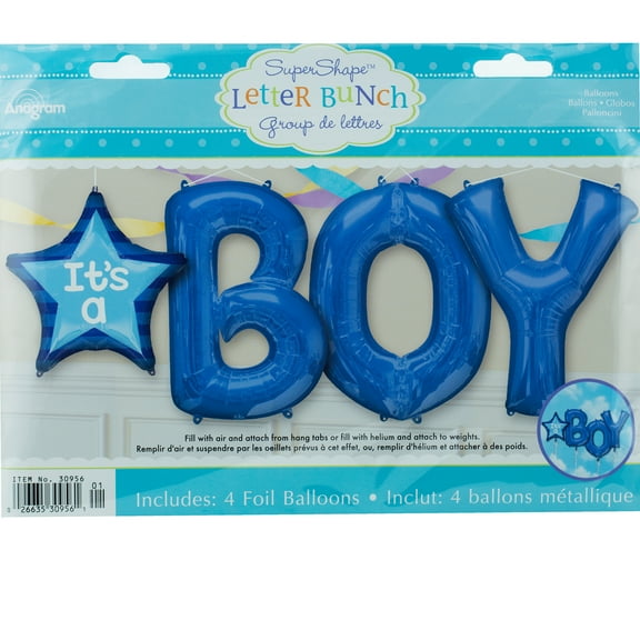 Baby Shower It's A Boy Letter Bunch Foil Balloons