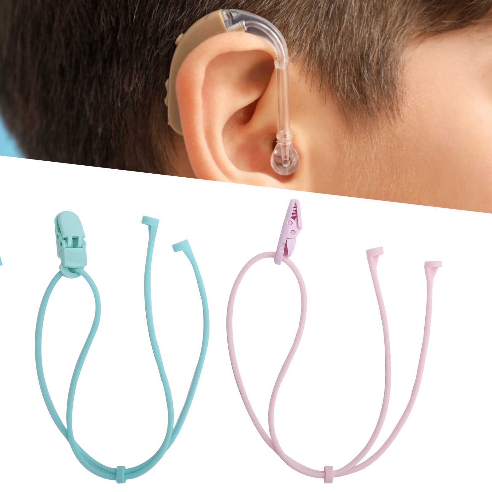 Fdit Silicone Hearing Aid Clip Rope,Hearing Aid Lanyard,BTE Hearing