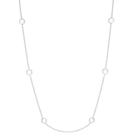 Lesa Michele Genuine Cubic Zirconia Double-Sided By-The-Yard Necklace, 36 in Sterling Silver