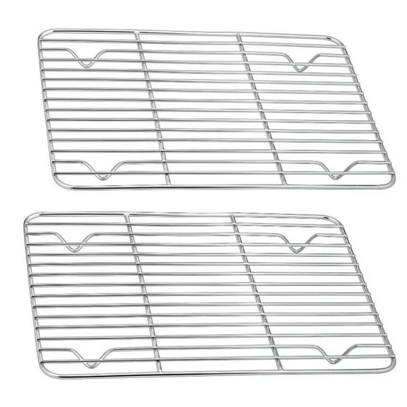 Cooling Rack,11.6"x9" Stainless Steel Grill Rack Baking Thick Wire Rack for Roasting, Grilling, Drying Anti Rust Baking Rack Rectangular Mini Oven Tray Cooling Grid Dishwasher Safe(2 Pieces）