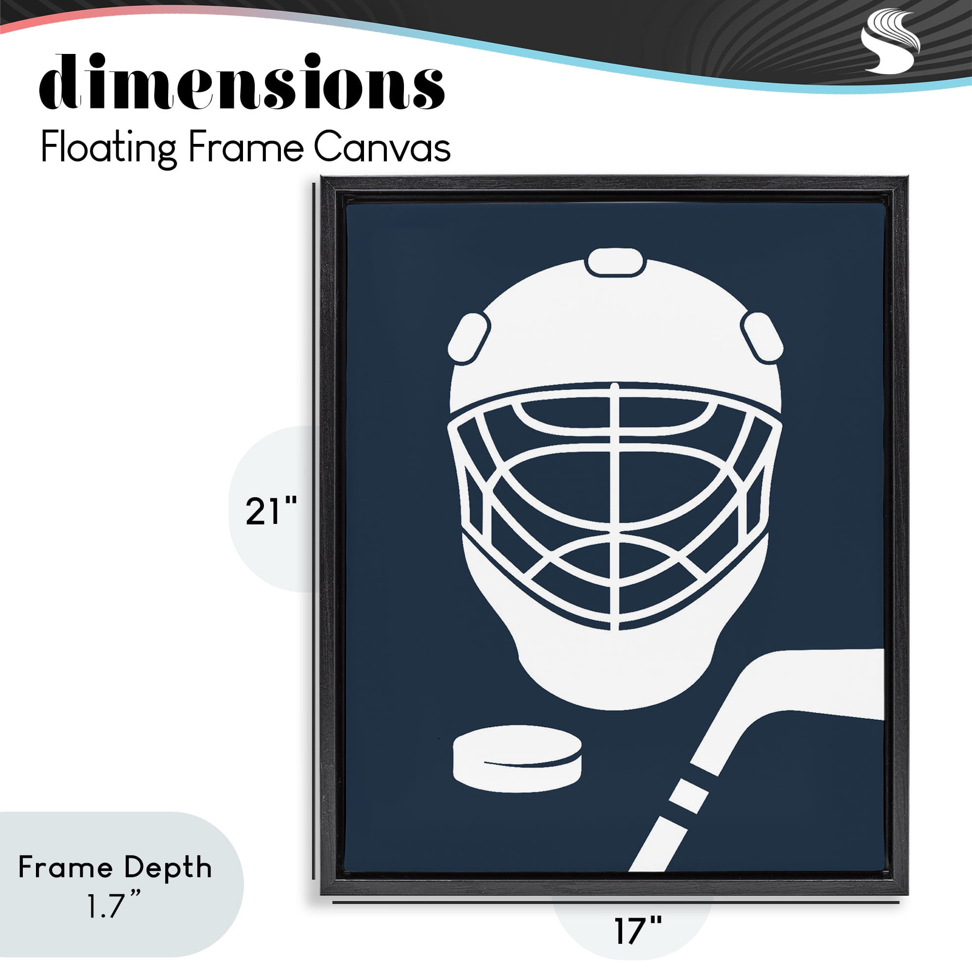 Stupell Industries Hockey Mask Blue & White Black Framed Floater Canvas Wall Art, design by Melody Hogan