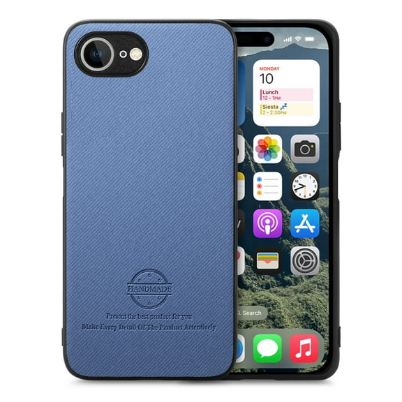 For iPhone 16e Case, Luxury Elegant Leather Slim Business PU Rugged Non-Slip Grip Shockproof Bumper Full Body Protective Cover Phone Case For iPhone 16e,Blue