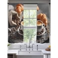 thumbnail image 2 of Coffee Bread Sheer Curtains 2 Panels Set Modern Hot Coffee Cup Croissant Sheer Window Curtains Light Filtering Rod Pocket Voile Drapes for Bedroom Living Room 52"X72", 2 of 8