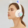 thumbnail image 2 of Kids Headphones Cat Ear Wireless Headphones, LED Light Up Bluetooth over on Ear Purple Headphones for Toddler Boy Girl Teen Children with Microphone, 2 of 10