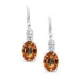 thumbnail image 2 of Gem Stone King 10K White Gold Ecstasy Mystic Topaz and White Topaz Dangle Earrings for Women (2.76 Cttw, Gemstone Birthstone, Oval 8x6mm), 2 of 5
