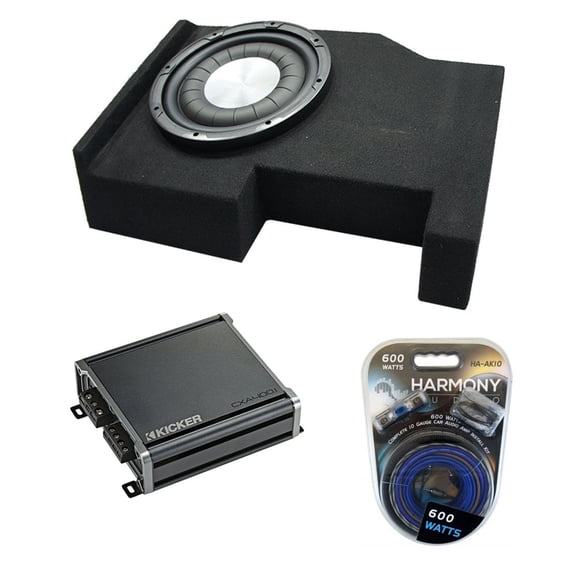 2014 - 2018 Chevy Silverado Crew Cab Harmony HA-F104 Single 10 Sub Box CXA4001 Amp