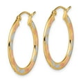 thumbnail image 2 of Primal Gold 14 Karat Yellow Gold with White and Rose Rhodium Diamond-cut Hoop Earrings, 2 of 4