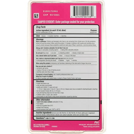 Pepto-Bismol Diarrhea Antidiarrheal Relief, Cherry, 4 fl oz (6 pack)