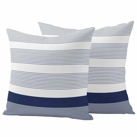 Outdoor Waterproof Pillow Covers Abstract Navy Blue Stripe Line Decorative Throw Pillow Protectors,Pillowcase Cushion Cases for Patio Sofa Garden Couch,16x16in,Pack of 2