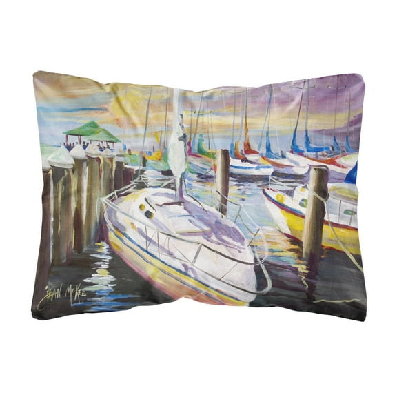 Sailboats at the Fairhope Yacht Club Docks Canvas Fabric Decorative Pillow