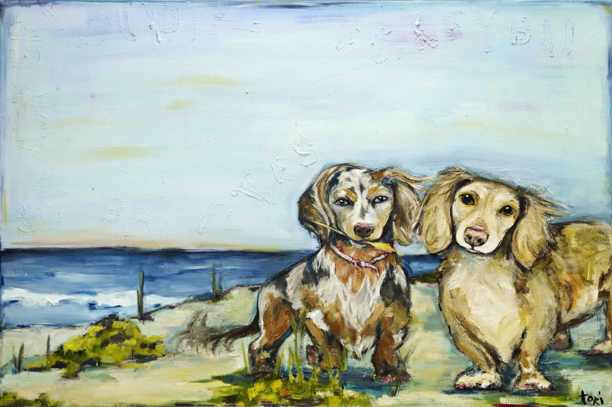 Marmont Hill "Beautiful Dachshunds" by Tori Campisi Painting Print on Canvas