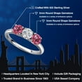 thumbnail image 2 of Gem Stone King 925 Sterling Silver Lab Grown Diamond and Pink Tourmaline Engagement Ring for Women | 1.54 Cttw | Round 5MM | Gemstone April Birthstone | Size 9, 2 of 6