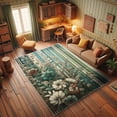 thumbnail image 3 of Ambesonne Botanical Decorative Rug Carpet, Autumnal Dramatic Floral, 4' X 5' 5", Teal Green and Brown, 3 of 5