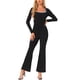 thumbnail image 2 of Mono elegante de INSPIRE CHIC para mujer con escote cuadrado, cintura alta y pantalones anchos de pierna larga, 2 of 6