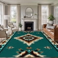 thumbnail image 2 of 8x10 Area Rugs Green Southwestern Non-Skid Rubber Backing Large Rectangle Rugs - Living Room Bedroom Home Office, Boho Ethnic Geometric Retro Indoor Floor Mat Carpets Washable Rug, 2 of 9