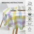 thumbnail image 4 of Easter Plaid Round Tablecloth 60 Inch,Spring Coloring Checkered Table Cloth,Wrinkle Stain Waterproof Holiday Table Covers,Rustic Rainbow Small Fabric Farmhouse Tablecloths for Party Picnic, 4 of 6