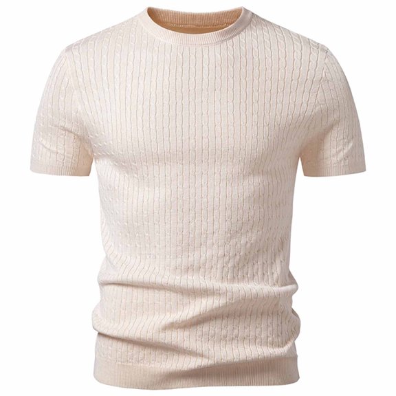 Jerdar Mens T-Shirts Short Sleeve Sweatshirt Casual Crewneck Textured Knit Pullover Tee Tops