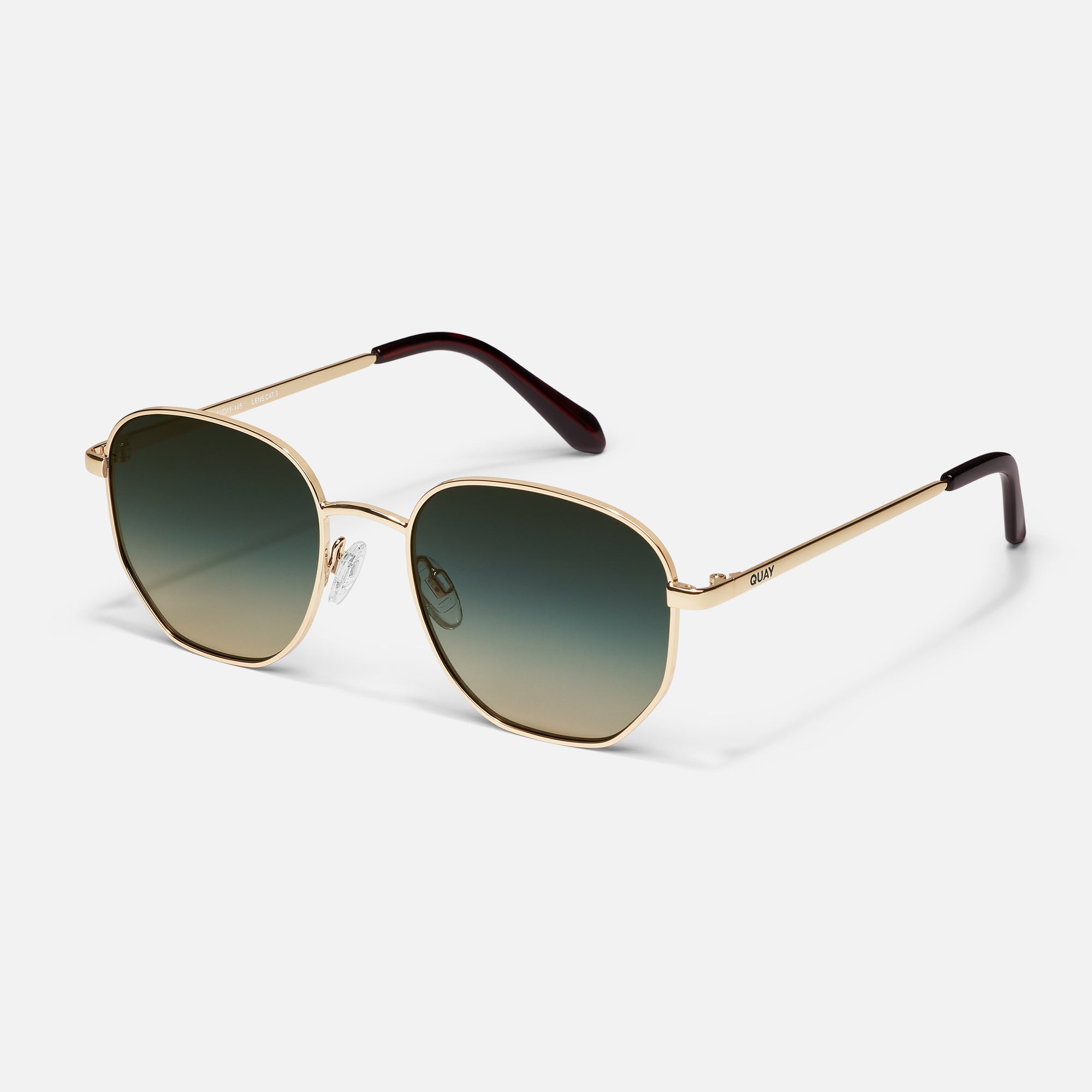 Quay Australia oversized square Sunglasses with gold beveled  metal frame. 5TH AVE – Quay Australia main image 2