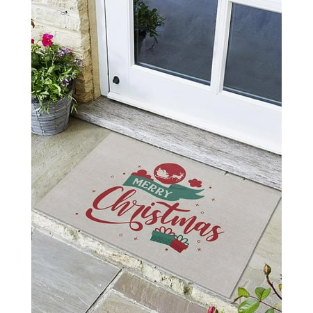 

Front Door Mat Non-Slip Absorbent Door Entry Mats Doormats Indoor/Outdoor Entrance Merry Christmas Farmhouse Retro Background Doormat - Easy to Clean Floor Mats for Home 24x16 Inch
